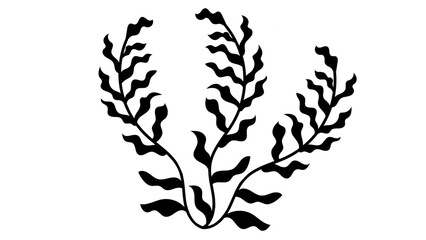 Tree branches with Leaves Shilouette used for floral design resources, invitation, black and white background