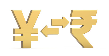 Obraz premium Yen to Rupee Currency Exchange isolated on white background. Currency Exchange 3d. 
