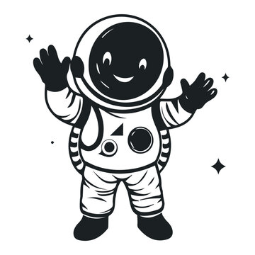 recommend clip art: Astronaut black and white Flat Vector illustration