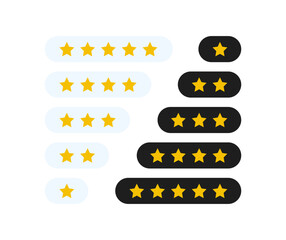 Product rating or customer review with gold stars flat vector icons for apps and websites. set of stars isolated on white background. Star icon. Stars in modern simple flat style vector