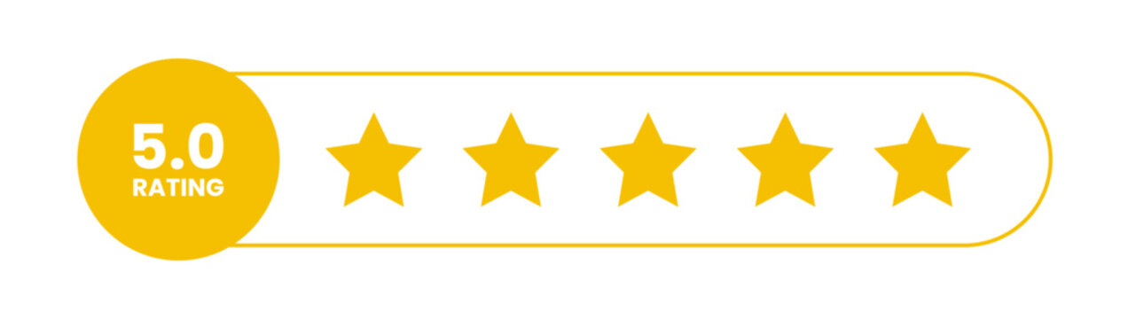 5 Star rating, customer review with gold stars flat vector icons for apps and websites. set of stars isolated on white background. Star icon. Stars in modern simple flat style vector