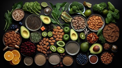 set of healthly vegetables viewed from the top