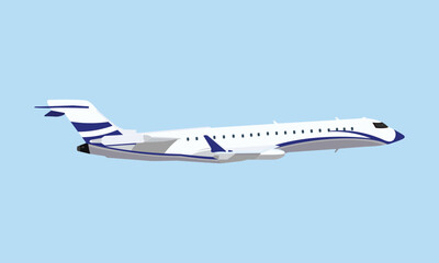 Blank Glossy White Airplane Or Airliner Side View. EPS10 Vector