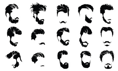 Obraz na płótnie Canvas vector set of men hairstyle silhouettes