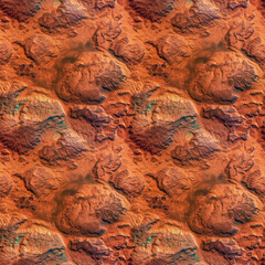 Obraz premium Top view Mars planet surface with hills. AI generative illustration.