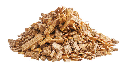 Pile of wood chips isolated - 609468523