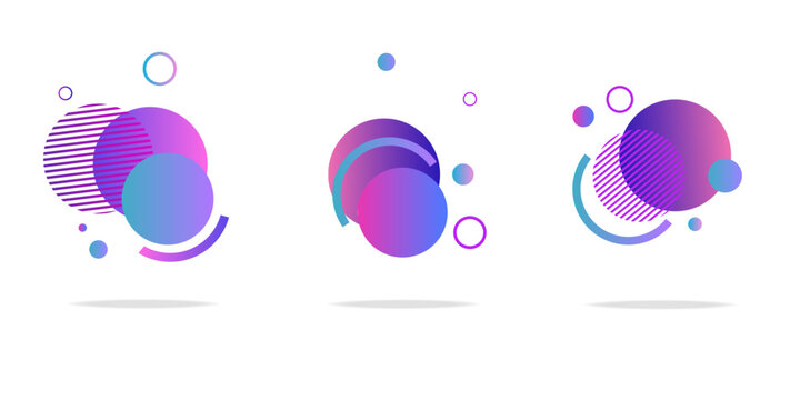 Set of round abstract badges, icons or shapes in trendy colors.