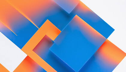 Abstract Light Blue and Orange Gradient Geometric Shapes on White Background Modern Bright Square...