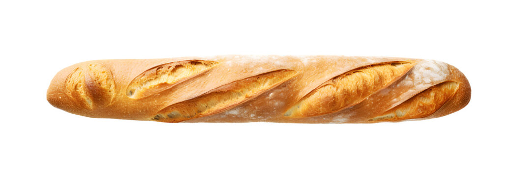 Baguette bread isolated on transparent background. PNG format