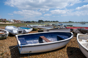 Lots of boats on the beach in summer