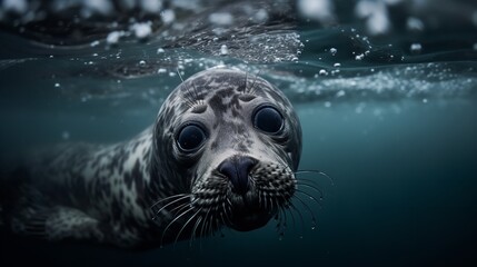 Newborn Seal Pup's First Swim in the Arctic Ocean
