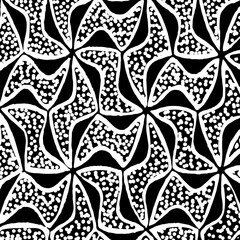 Hand drawn seamless vector pattern. Black and white abstract background