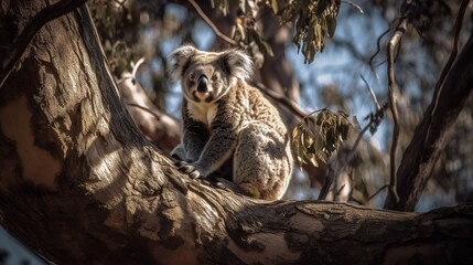 Majestic Koala Perched in a Gnarled Gum Tree