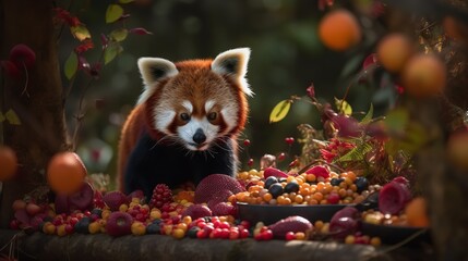 Baby Red Panda Exploring the Forest Canopy