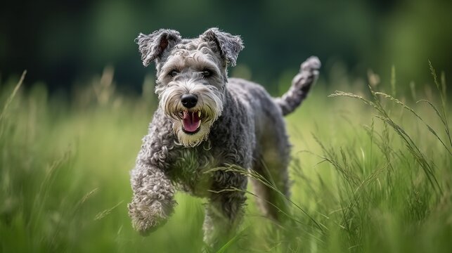 Pumi's Playful Tug of War in a Green Meadow