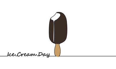 Ice cream day line, vector art illustration.