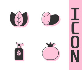 Set Tomato, Leaf or leaves, Organic cosmetic and Potato icon. Vector