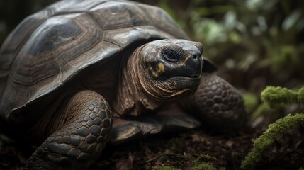 Obraz premium Pinta Island Tortoise's Final Days in the Galapagos