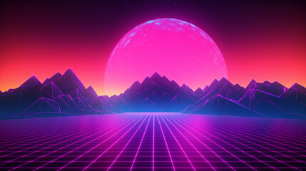 Neon colors vaporwave futuristic background. IA generative.