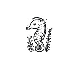 Vector illustration of cartoon seahorse isolated on white background