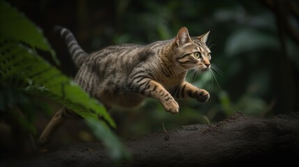Naklejka na ściany i meble Caracat's Bold Leap in a Rainforest Ambience