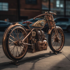 old bike, generative, ai, steampunk, ventage, old style