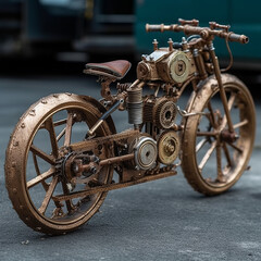 Fototapeta na wymiar old motorcycle, generative, ai, steampunk, ventage, old style