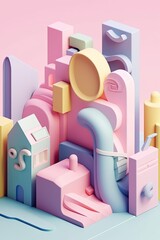 colorful houses in pastel colors, ai generative