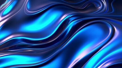 Neon blue metallic liquid background. IA generative.
