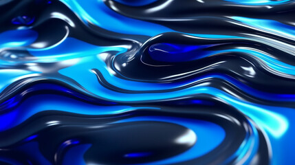 Neon blue metallic liquid background. IA generative.
