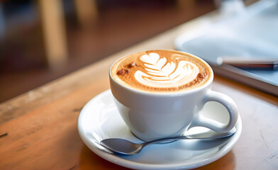 cup of coffee latte art on generative ai 