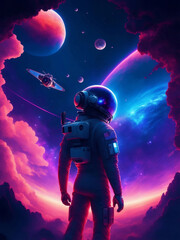 Obraz na płótnie Canvas Astronaut in the galaxy, Generative AI Illustration.