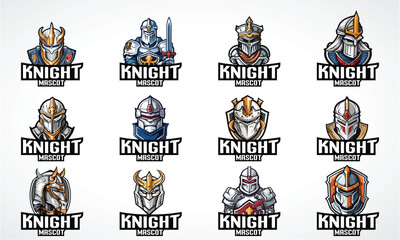 Naklejka premium Knight Mascot Logo Pack Set Of Knight