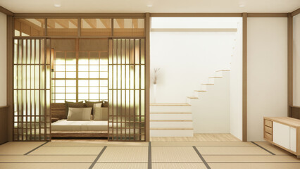 Nihon room design interior with door paper and wall room japanese style.
