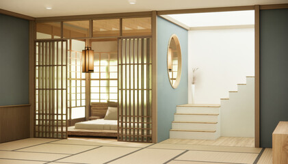 Nihon room design interior with door paper and wall room japanese style.