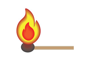 Vector illustration of a lit match on a white background