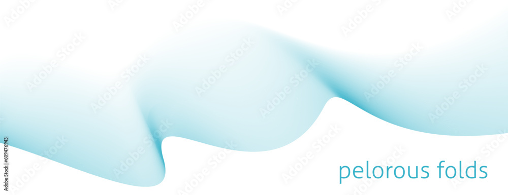 Poster Pelorous folds. Translucent undulate bluish cyan wave. Minimal vector graphics