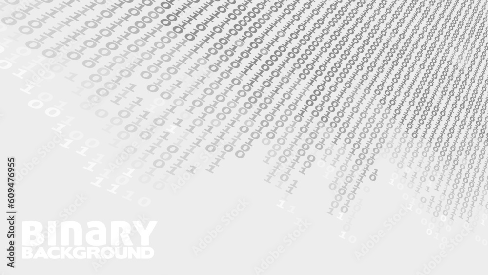 Poster Digital stream. Perspective binary background. Vector pattern