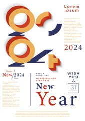2024 new year with classic news feed concept. 2024 background.