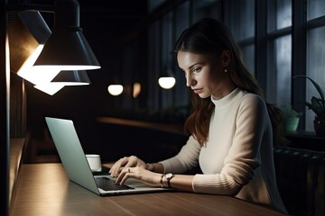 Fototapeta na wymiar young woman working on a laptop