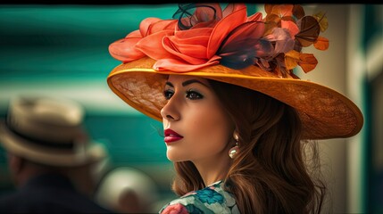 woman in hat at ascot racecourse