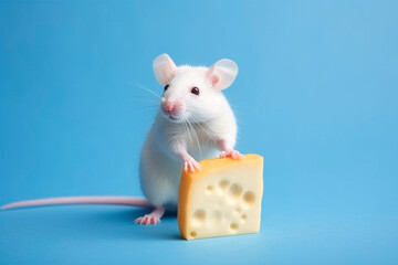 white mouse with cheese. Generative ai