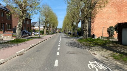 Bandes de circulation à l'une des rues arborées de Kessel-Lo à Louvain 