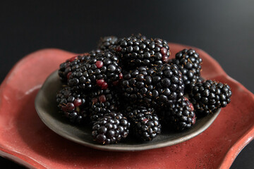 Close up organic blackberry on white background
