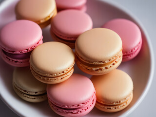 Fototapeta premium Perfect Macarons Up Close, Generative AI Technology
