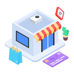 A handy isometric icon of shopping store 