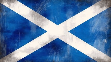 Fototapeta premium Scotland flag waving wind cloudy day at Loch Ness Highlands, Generative Ai