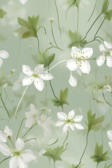 Seamless white flower pattern  vintage style 