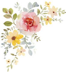Cute fresh floral bouquet watercolor - 609480901