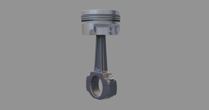 Engine piston and connecting rod assembly 360 degree view.  